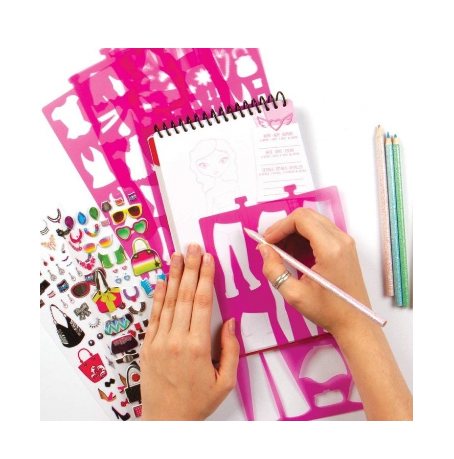 PORTAFOLIO COMPACTO PARA BOCETOS Y DISEÑOS FASHION ANGELS ROSADO - 2