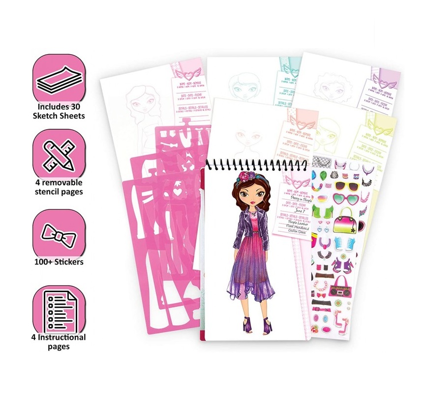 PORTAFOLIO COMPACTO PARA BOCETOS Y DISEÑOS FASHION ANGELS ROSADO - 3