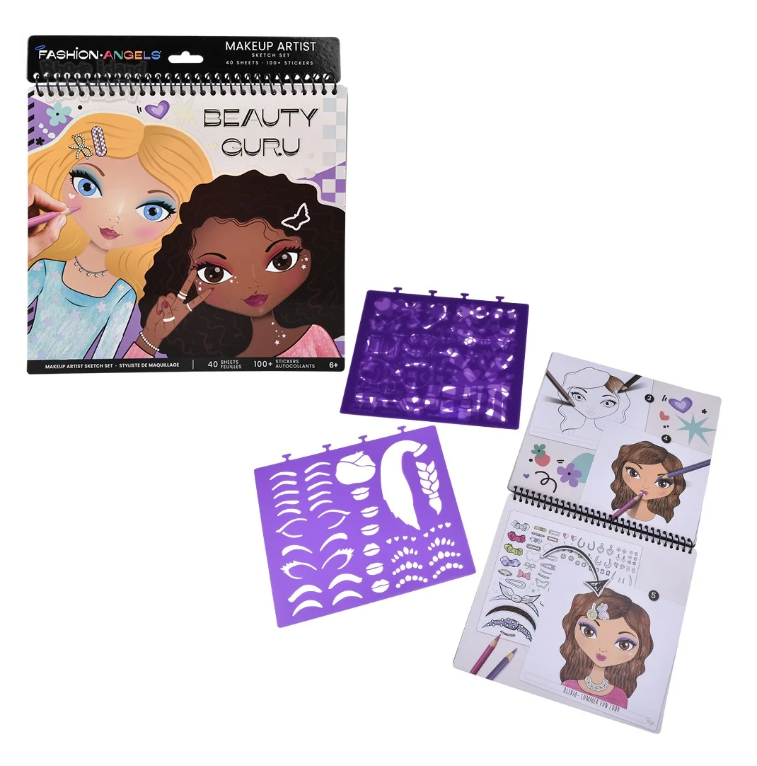 CUADERNO PARA DIBUJAR Y DISEÑAR ROSTROS FASHION ANGELS AGUA JUGUETE NIÑAS OS - 1