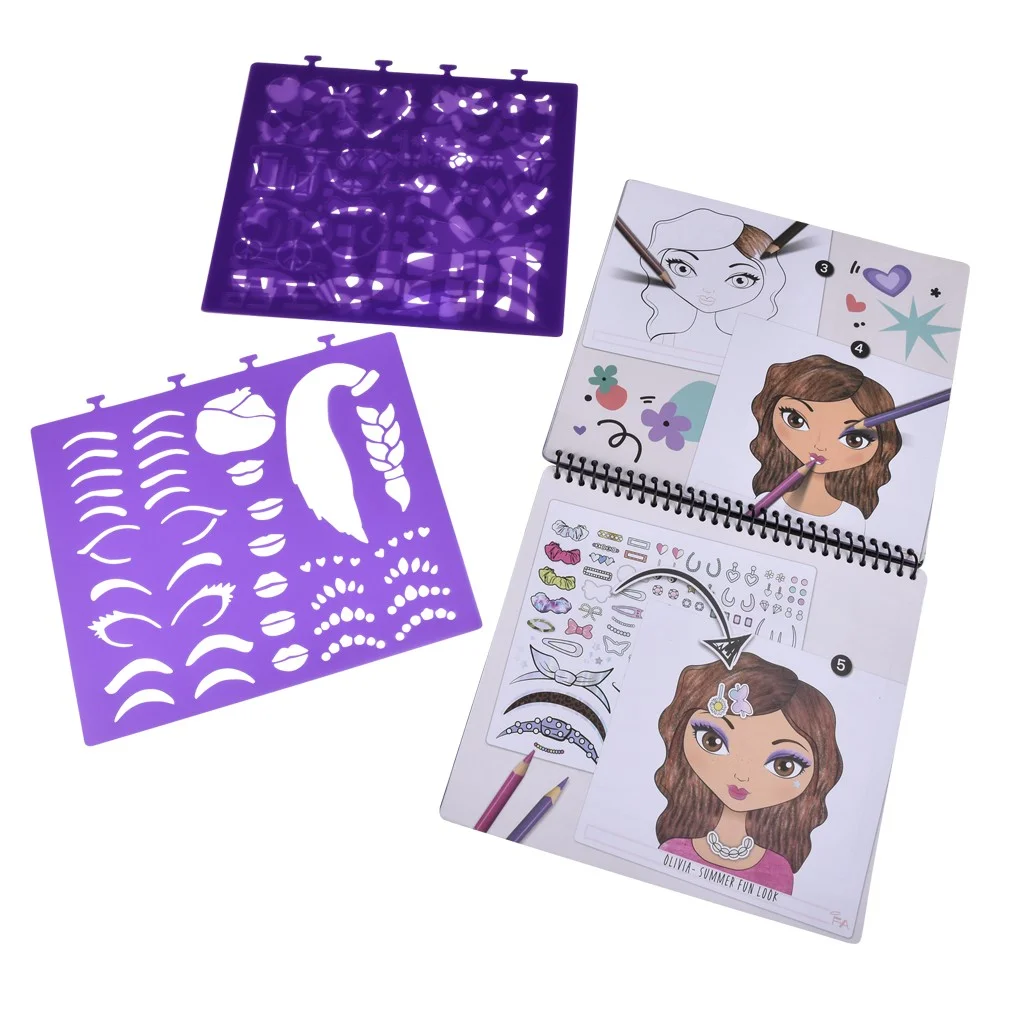 CUADERNO PARA DIBUJAR Y DISEÑAR ROSTROS FASHION ANGELS AGUA JUGUETE NIÑAS OS - 3