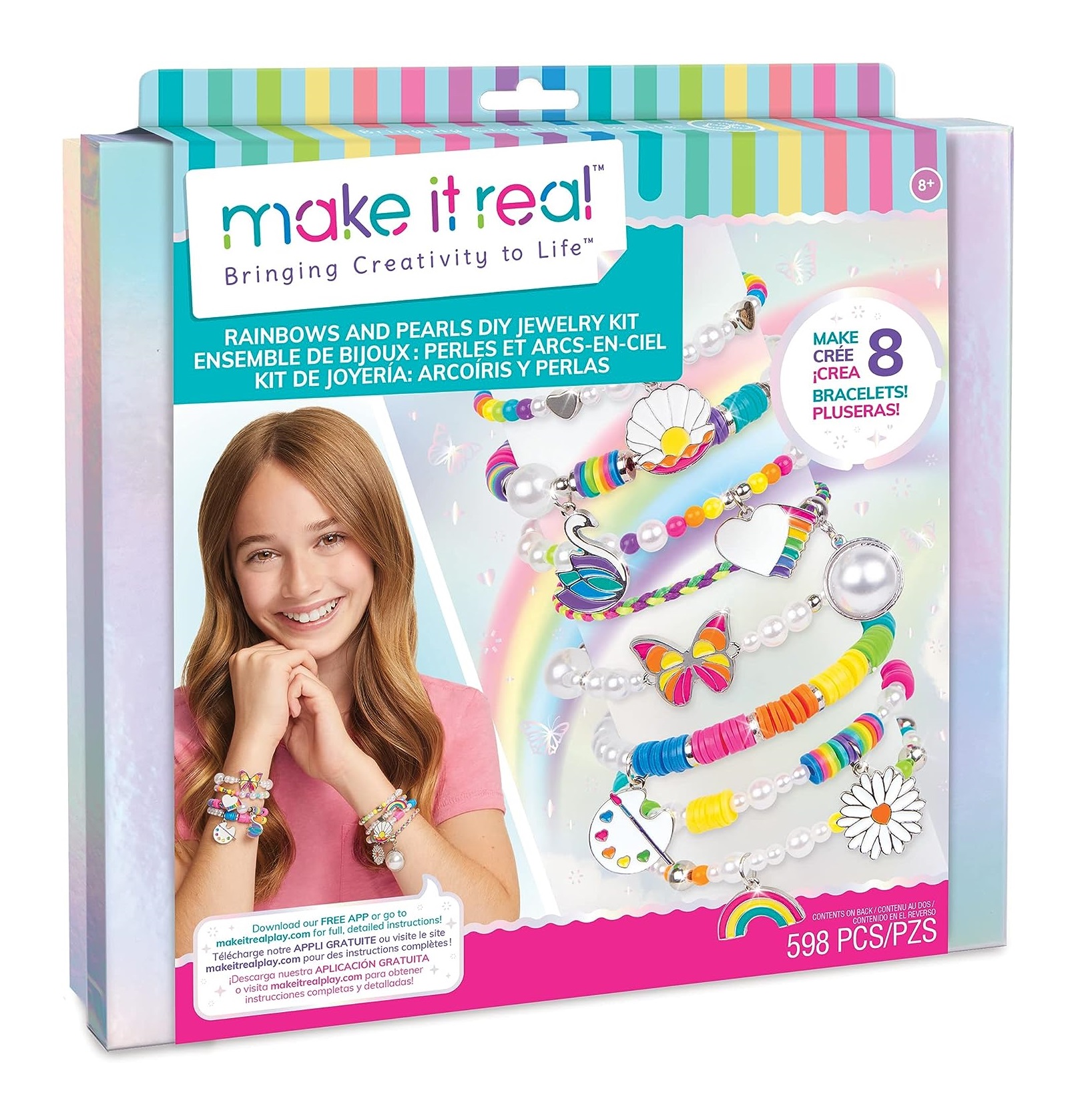 SET CREAR PULSERAS ARCOIRIS Y PERLAS MAKE IT REAL JUGUETE - 1