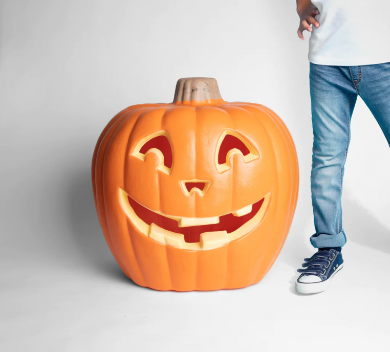 CALABAZA FRANK & MORTIS CON LUZ LED 48X50CM DECORACIÓN HALLOWEEN 10089 - 2