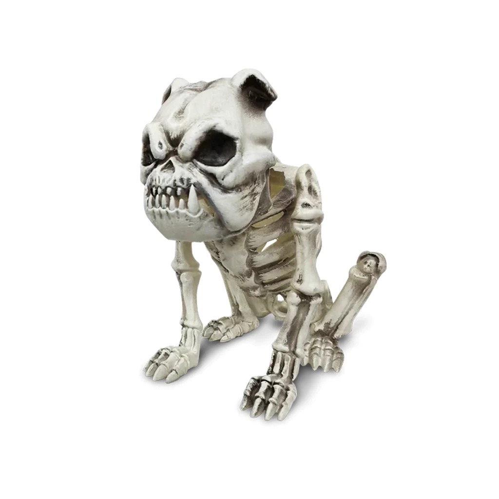 ESQUELETO DE PERRO BULLDOG 27X26CM DECORACION HALLOWEEN - 1