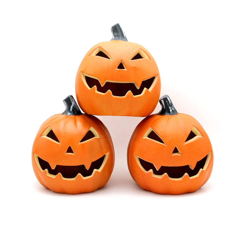CALABAZA FRANK & MORTIS CON LUZ LED 23 X 22 CM DECORACIÓN HALLOWEEN 10047 - 2