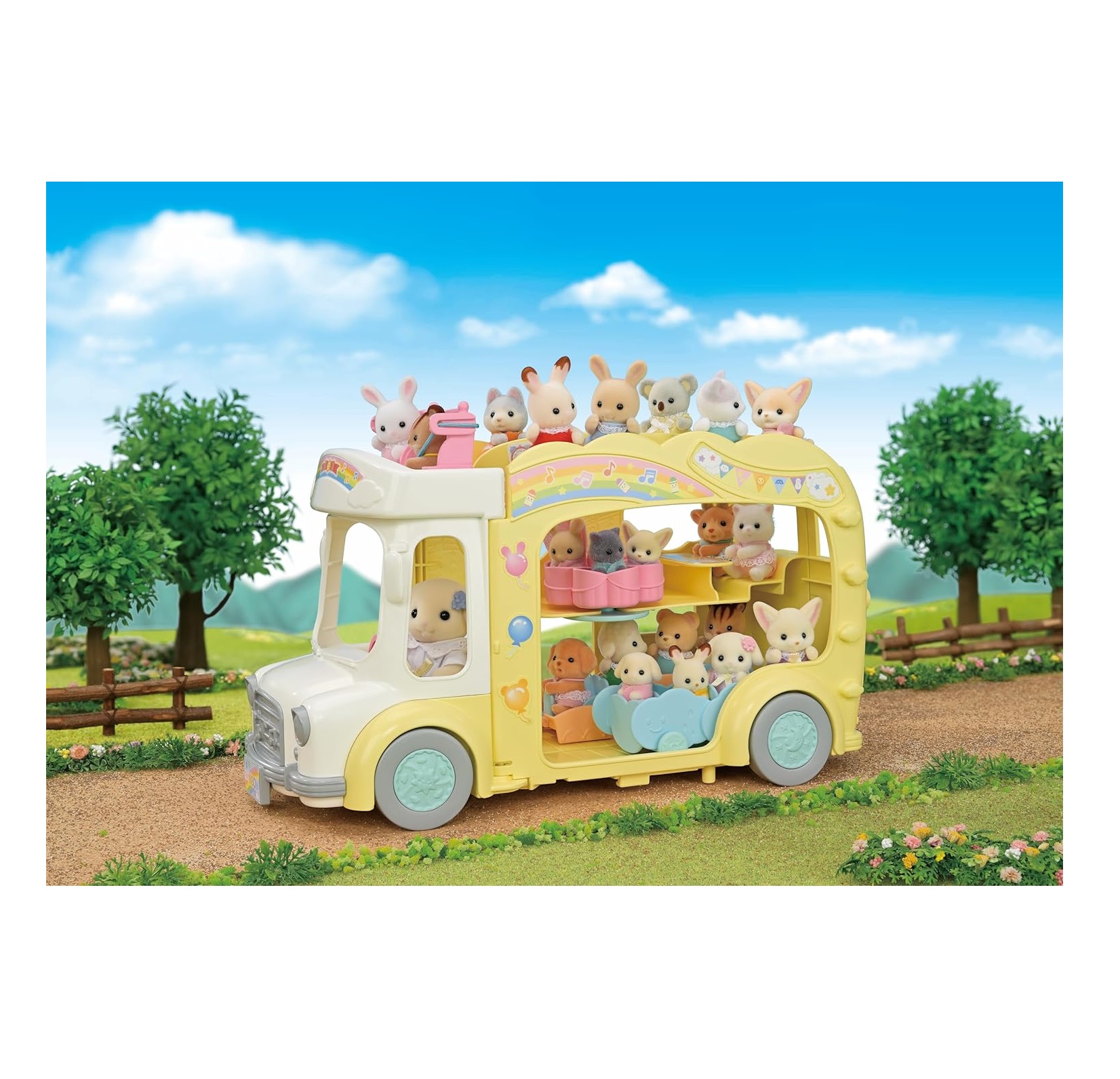 RAINBOW FUN NURSERY BUS 5744 SYLVANIAN FAMILIES JUGUETE - 3