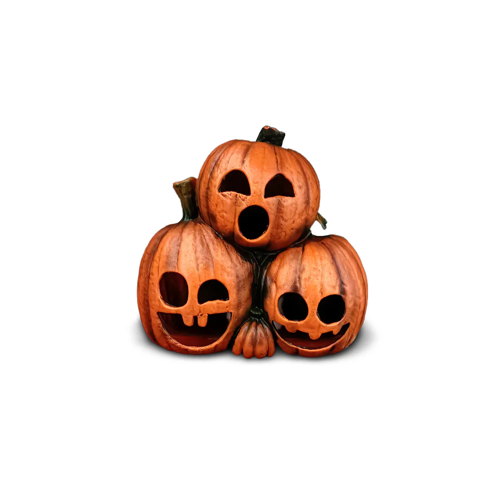 TRIPLE CALABAZA CON LUZ LED 29X27CM DECORACIÓN HALLOWEEN - 1