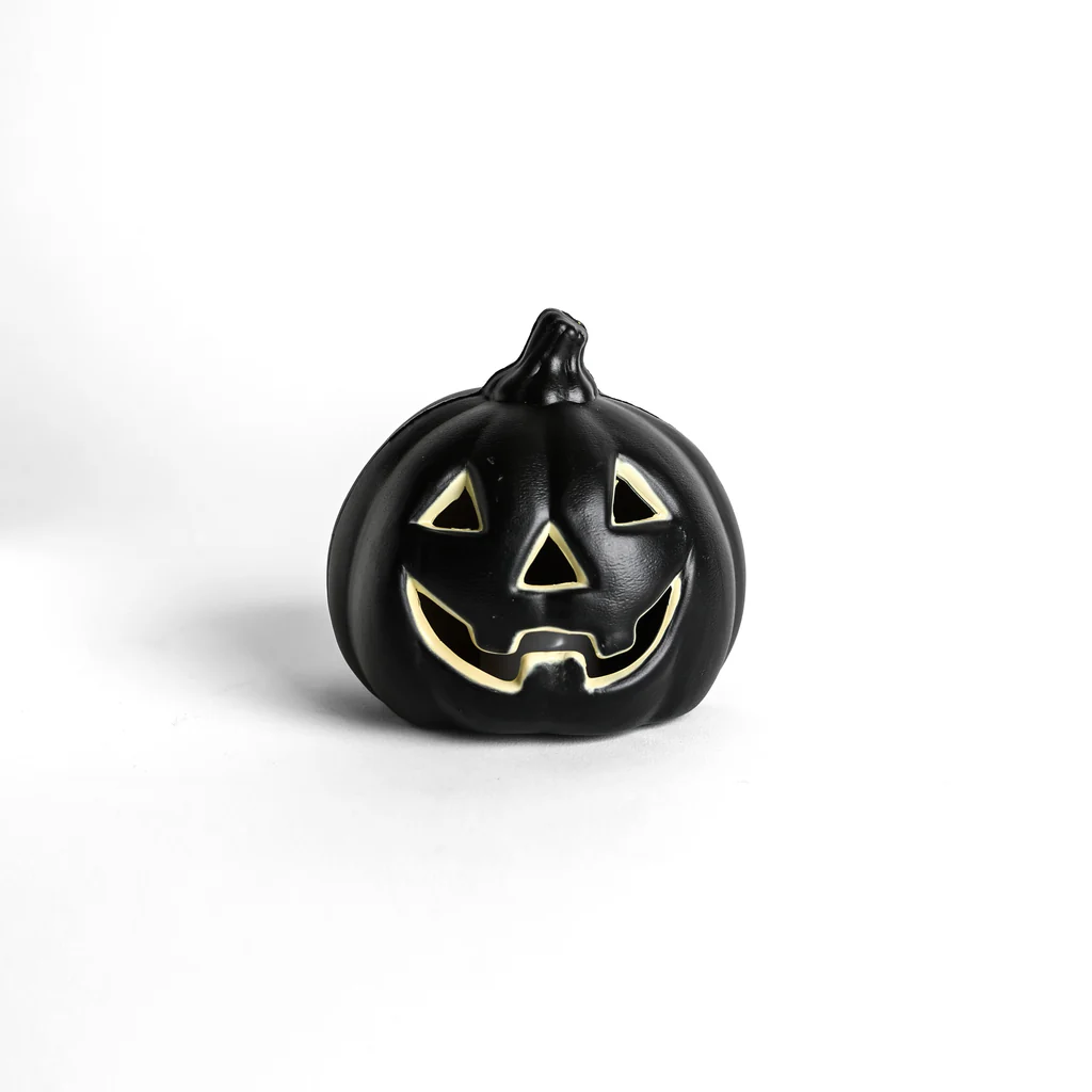 CALABAZA NEGRA MINI CON LUZ LED 12X13CM DECORACIÓN HALLOWEEN - 2