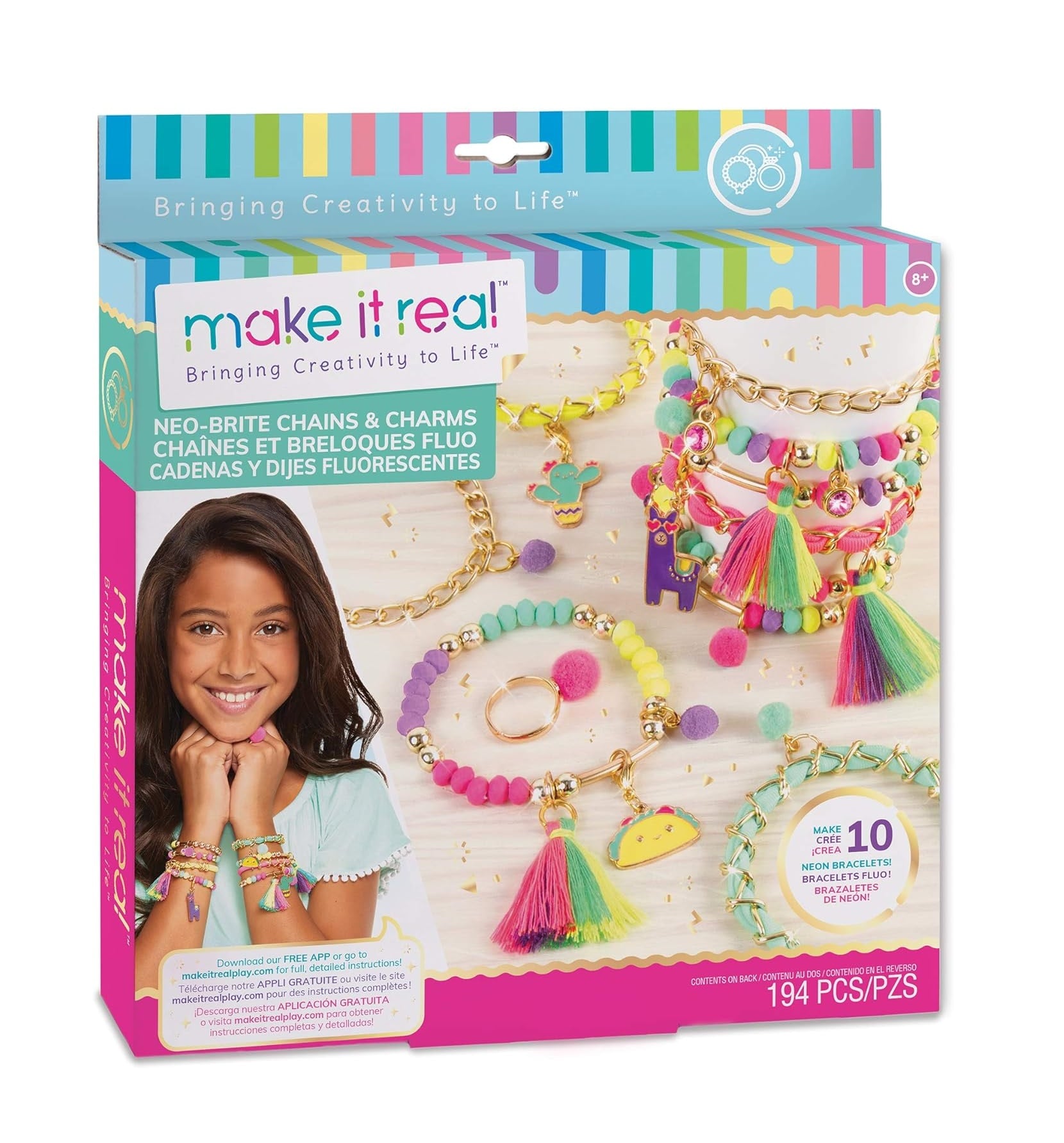 SET PARA ARMAR PULSERAS NEOBRITE CHAINS CHARMS MAKE IT REAL - 1