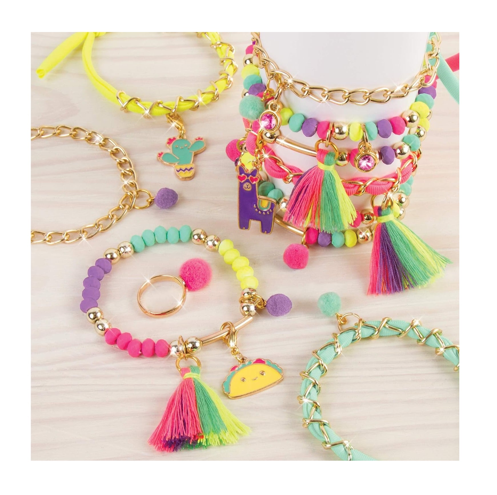 SET PARA ARMAR PULSERAS NEOBRITE CHAINS CHARMS MAKE IT REAL - 4