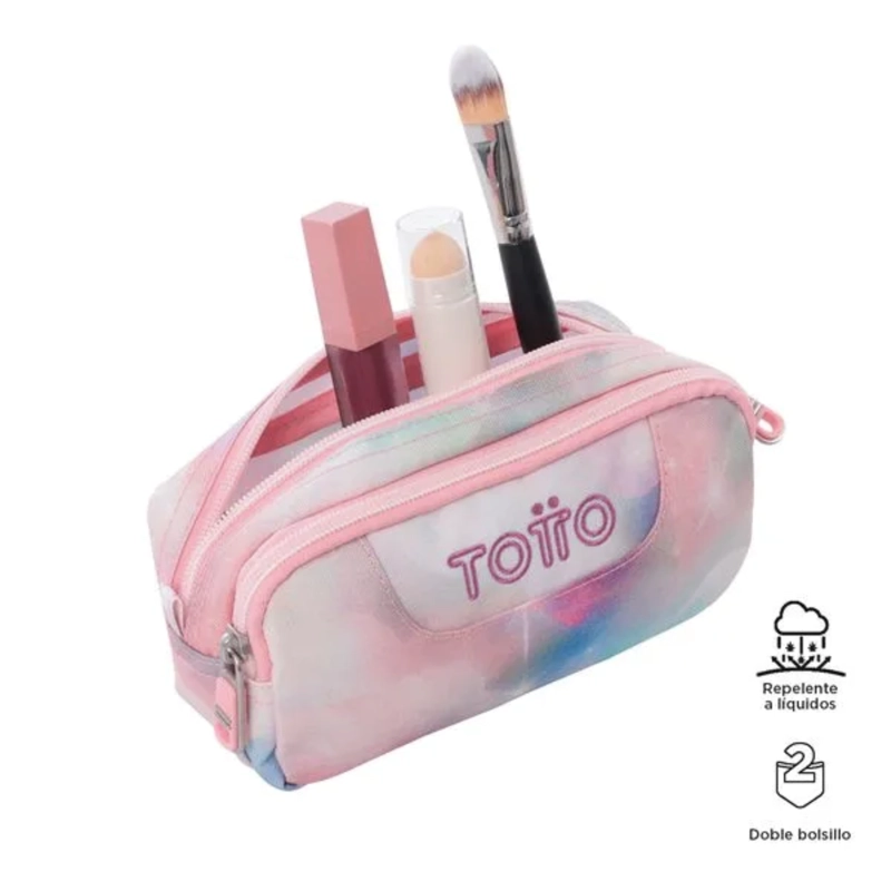 ESTUCHE ESCOLAR ROSADO GLITTER MULTIUSO TOTTO ORGANIZADOR DE LAPICES - 4