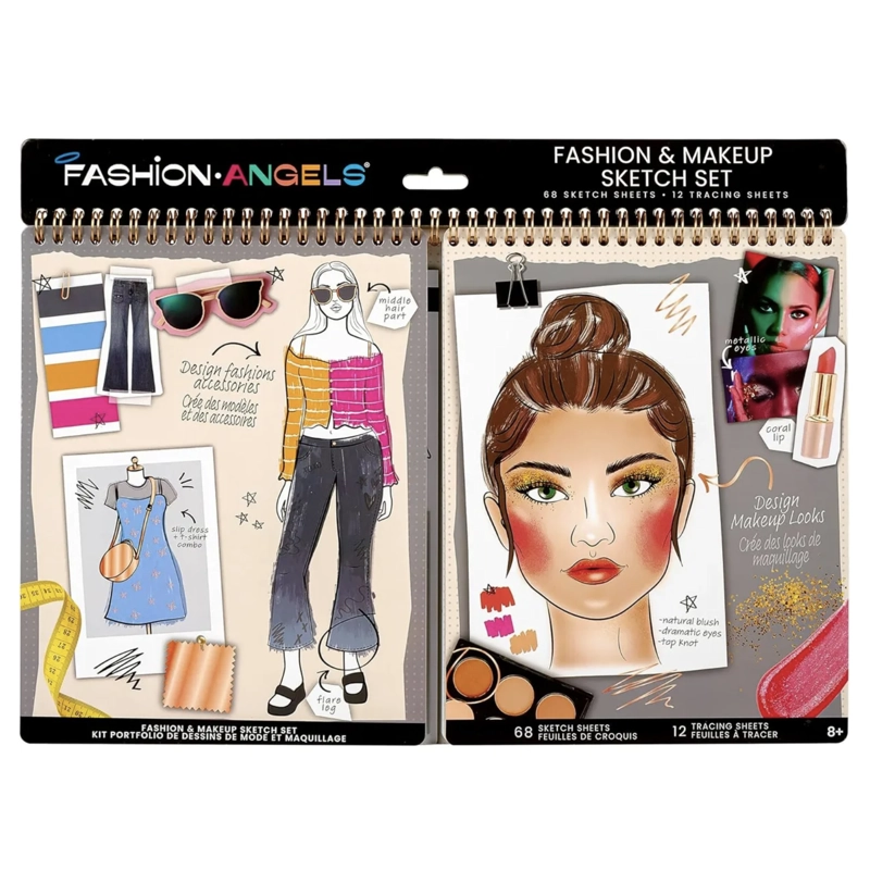 LIBRETA CUADERNO PARA DISEÑAR ROSTRO Y ROPA FASHION ANGELS AGUA - 2