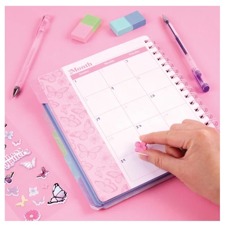CUADERNO ORGANIZADOR AGENDA TAPA DURA MAKE IT REAL LILA ROSA - 2