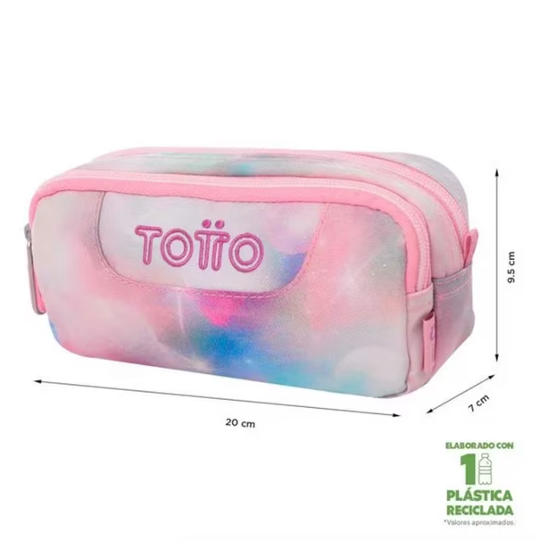 ESTUCHE ESCOLAR ROSADO GLITTER MULTIUSO TOTTO ORGANIZADOR DE LAPICES - 4