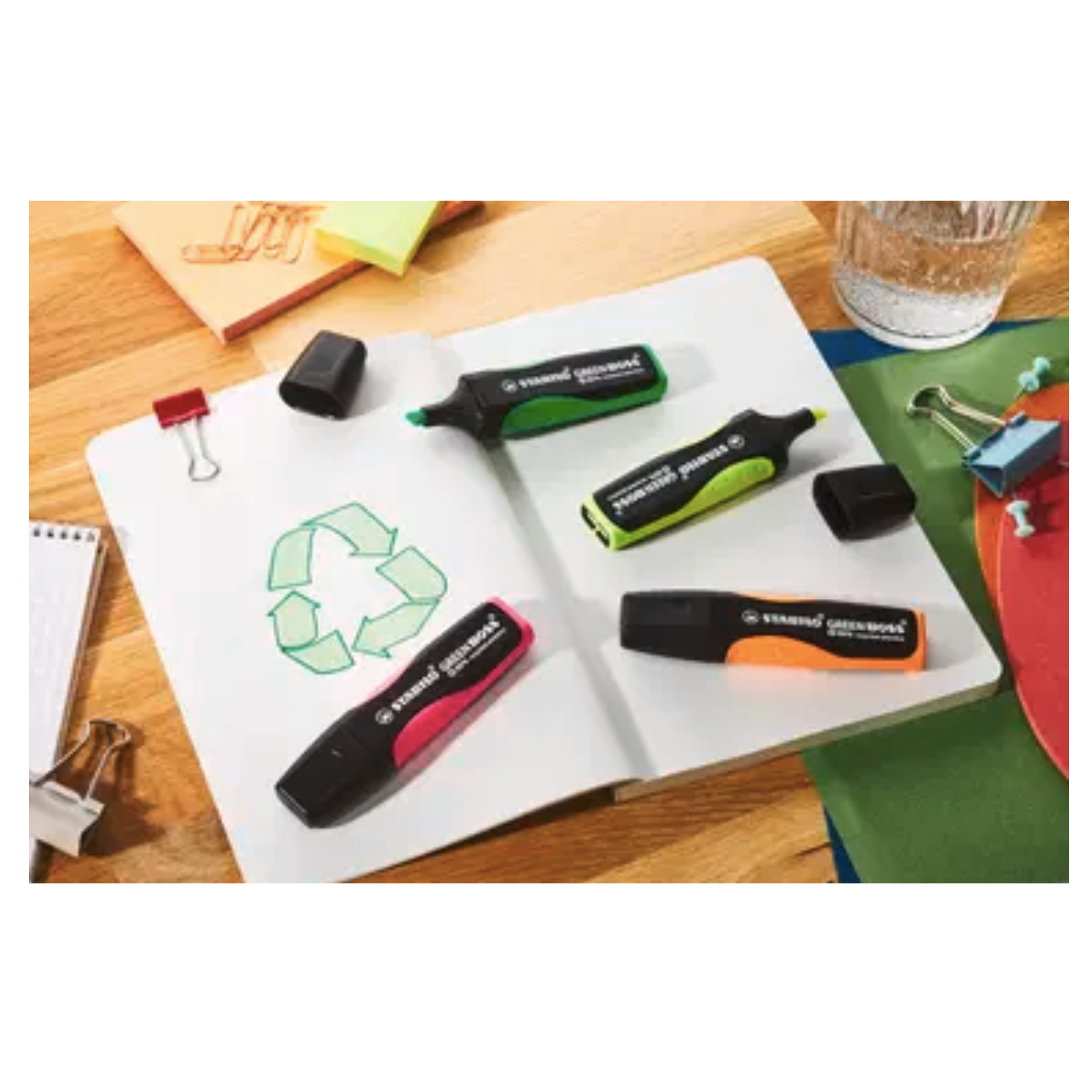 SET 4 MARCADORES FLUORECENTES DESTACADOR STABILO GREEN BOSS - 4
