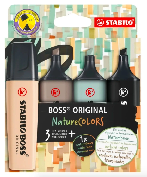 SET 4 MARCADORES DESTACADORES STABILO NATURAL COLORS - 1