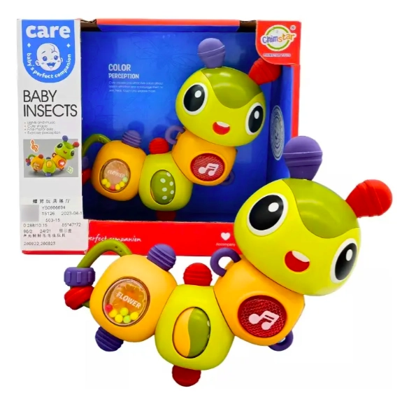 SONAJERO ORUGA BEBE  CON LUZ Y MUSICA NIÑOS DIDACTICO - 1