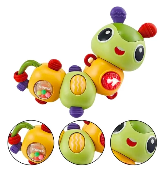SONAJERO ORUGA BEBE  CON LUZ Y MUSICA NIÑOS DIDACTICO - 2