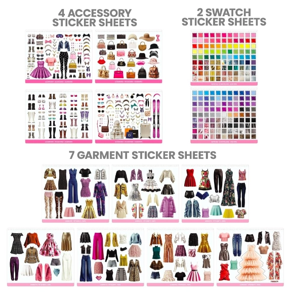 CUADERNO PORTAFOLIO DISEÑAR LUXE LIFE STICKERS FASHION ANGELS - 2