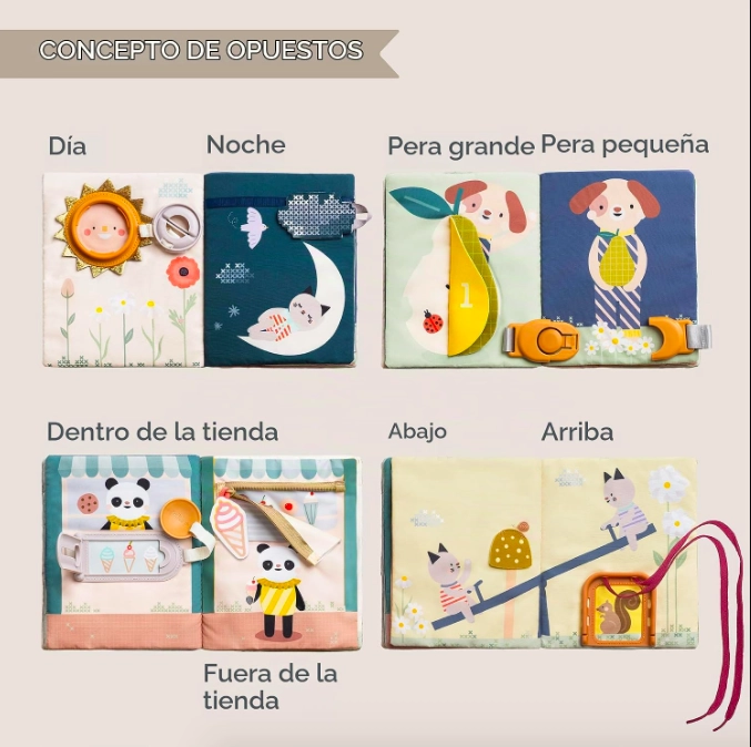 LIBRO DE TELA SENSORIAL OPUESTOS DIDACTICO TAF PARA BEBE S - 4