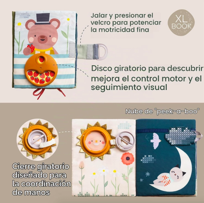 LIBRO DE TELA SENSORIAL OPUESTOS DIDACTICO TAF PARA BEBE S - 5