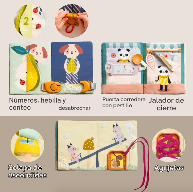 LIBRO DE TELA SENSORIAL OPUESTOS DIDACTICO TAF PARA BEBE S - 6