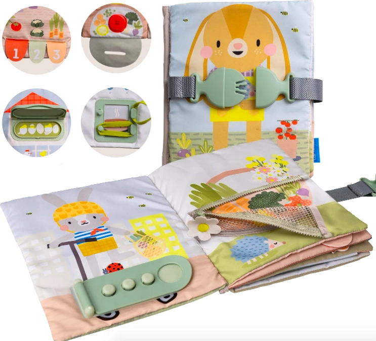 LIBRO DE TELA SENSORIAL Y HABILIDAD MOTORA DIDACTICO TAF PARA BEBE S - 1