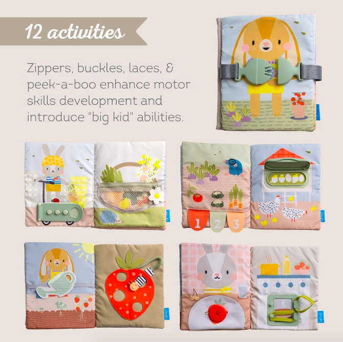 LIBRO DE TELA SENSORIAL Y HABILIDAD MOTORA DIDACTICO TAF PARA BEBE S - 4