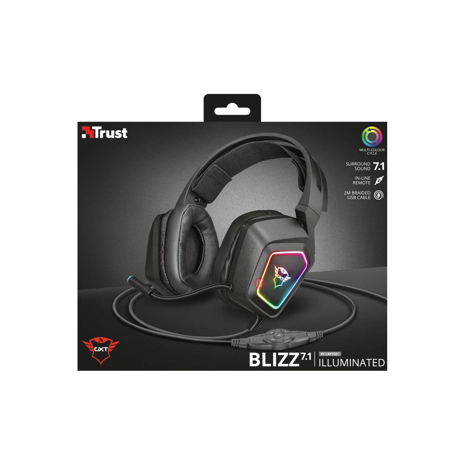 AUDÍFONOS GAMER TRUST HEADSET GXT 450 BLIZZ RGB SONIDO 7.1 PS - 7