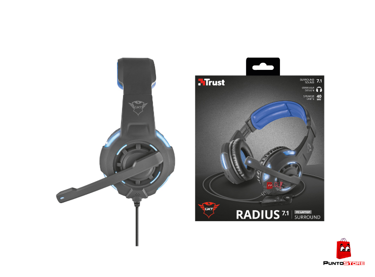 AUDÍFONOS GAMER TRUST HEADSET GXT 350 RADIUS LED SONIDO 7.1 PS AZUL - 4