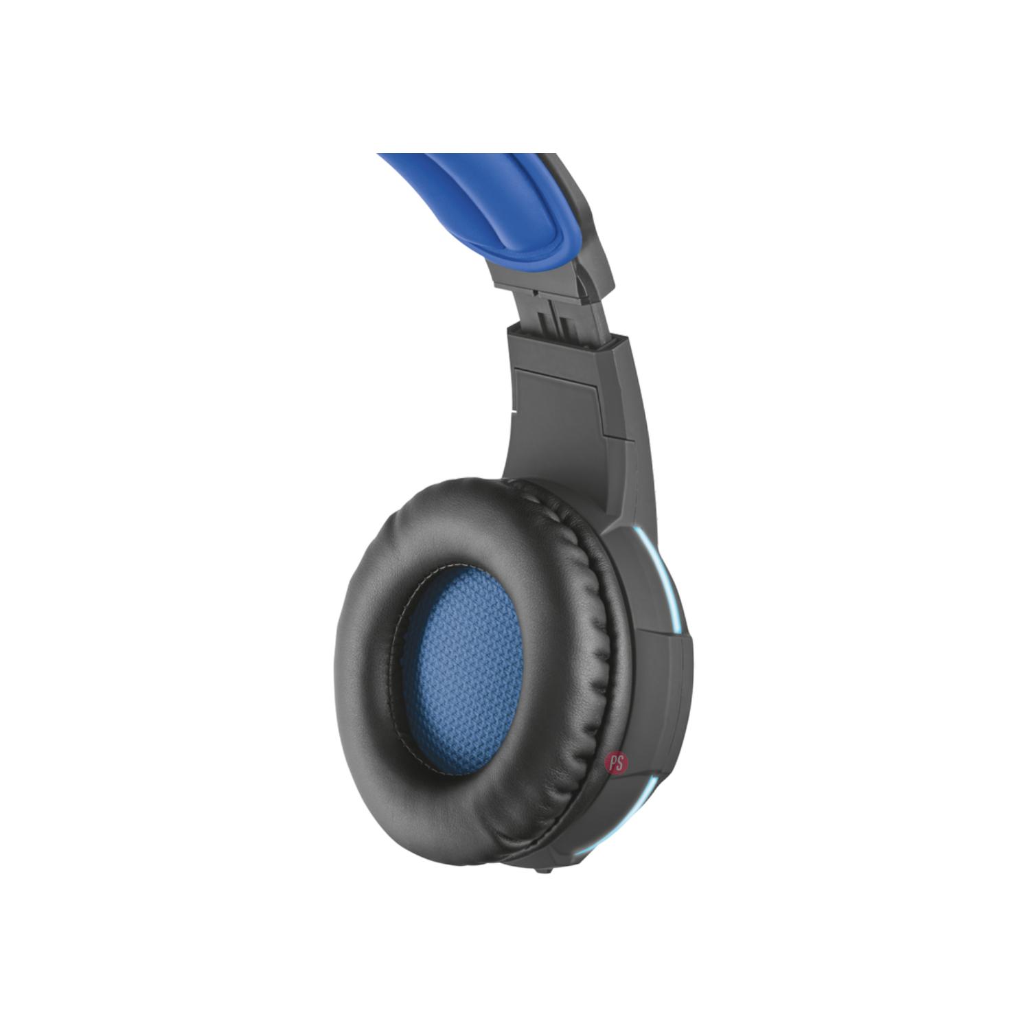 AUDÍFONOS GAMER TRUST HEADSET GXT 350 RADIUS LED SONIDO 7.1 PS AZUL - 5