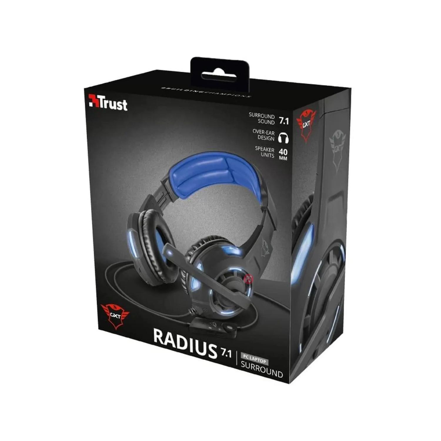 AUDÍFONOS GAMER TRUST HEADSET GXT 350 RADIUS LED SONIDO 7.1 PS AZUL - 6