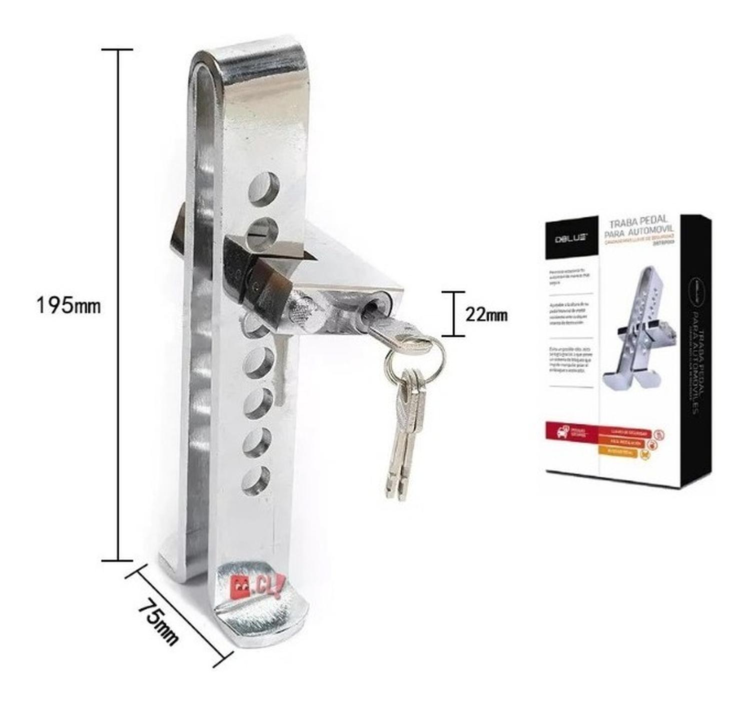 TRABA PEDAL AUTOMÓVIL CON CANDADO Y LLAVES DE SEGURIDAD - PS - 4