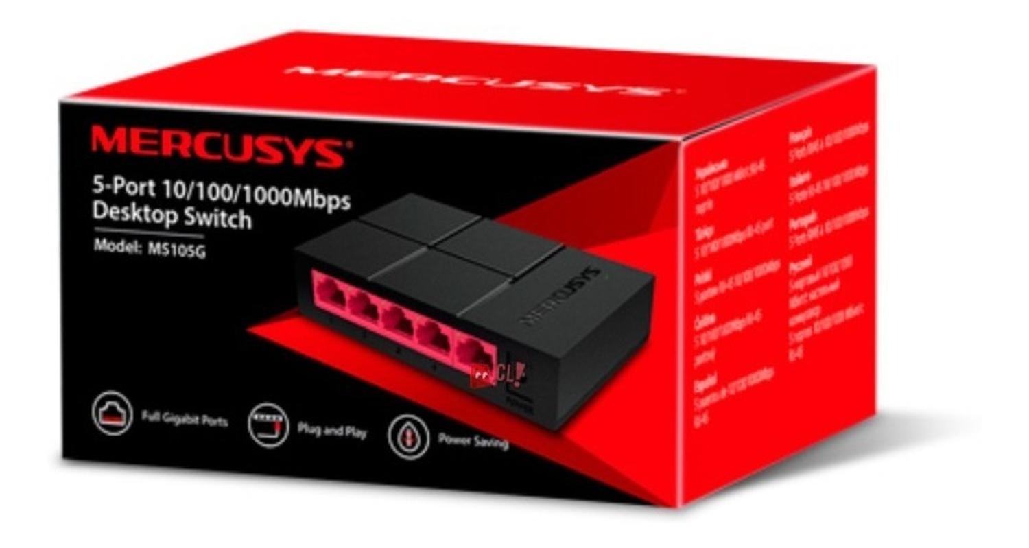 SWITCH MERCUSYS MS105G DE ESCRITORIO DE 5 PUERTOS 10/100/1.000 MBPS PS - 4