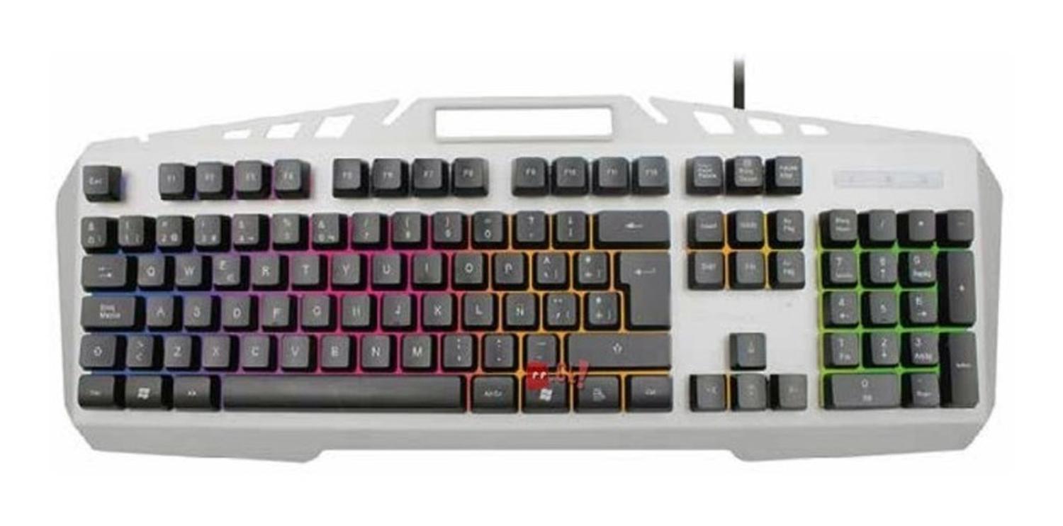 TECLADO GAMER UNIVERSAL DBLUE K44 PRO PC USB RETROILUMINADO METÁLICO GRIS PS - 1