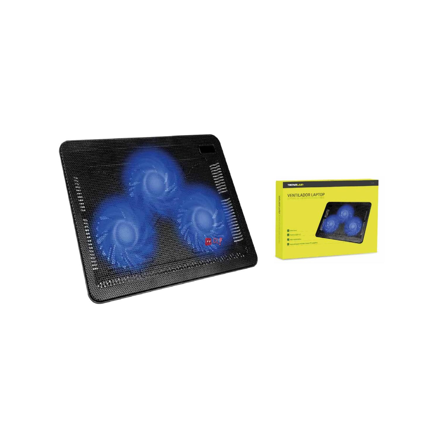 BASE TECNOLAB 3 VENTILADORES NOTEBOOK GAMER LED AZUL PS - 2