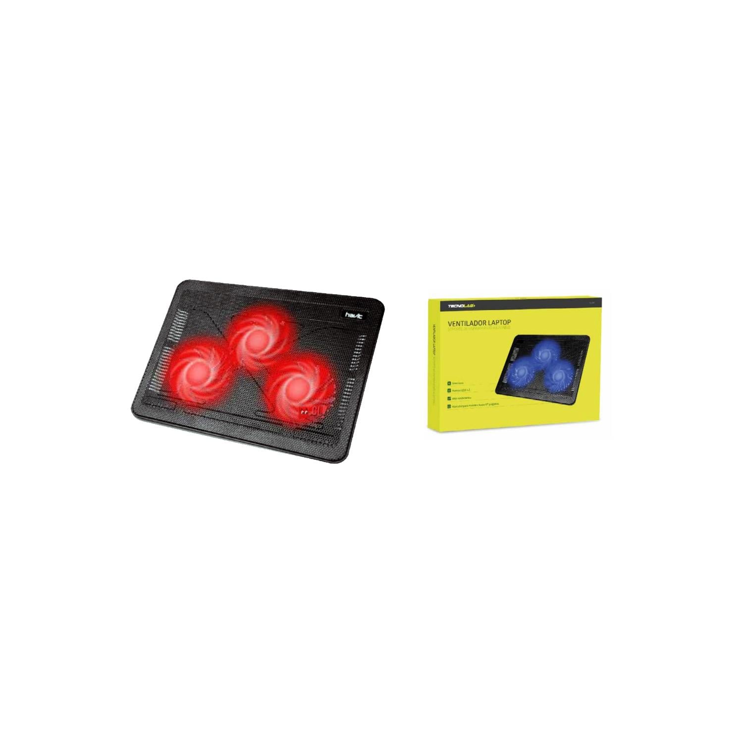 BASE TECNOLAB 3 VENTILADORES NOTEBOOK GAMER LED ROJO PS - 2