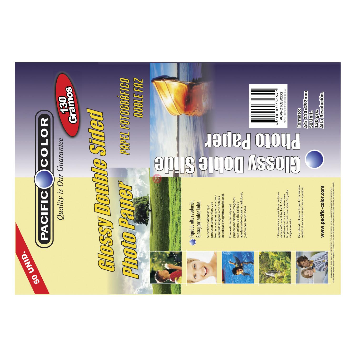 PAPEL FOTOGRÁFICO PACIFIC COLOR 50 HOJAS DOBLE FAZ GLOSSY 130GRS A4 - 2