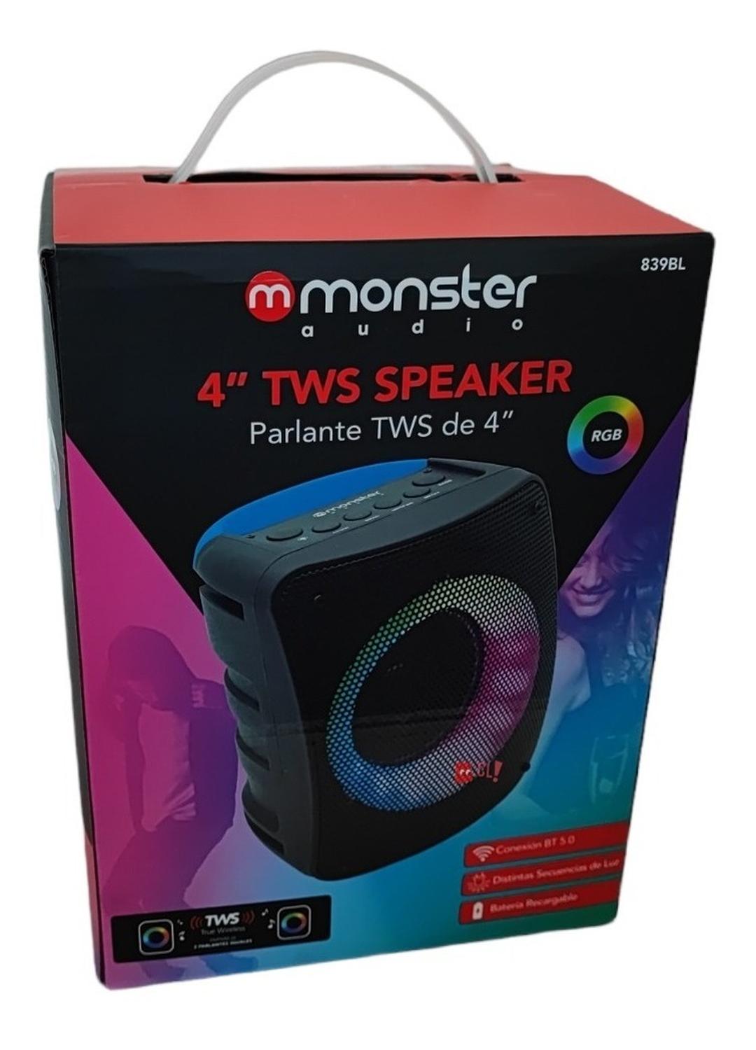 PARLANTE MONSTER BLUETOOTH 4 PULGADAS 839BL 10W - PS - 4
