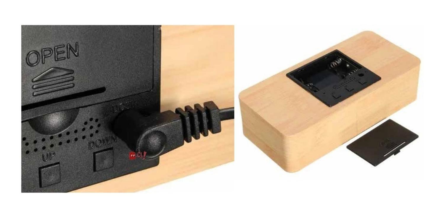 RELOJ DESPERTADOR DE MADERA CON PANTALLA DIGITAL - PS - 2