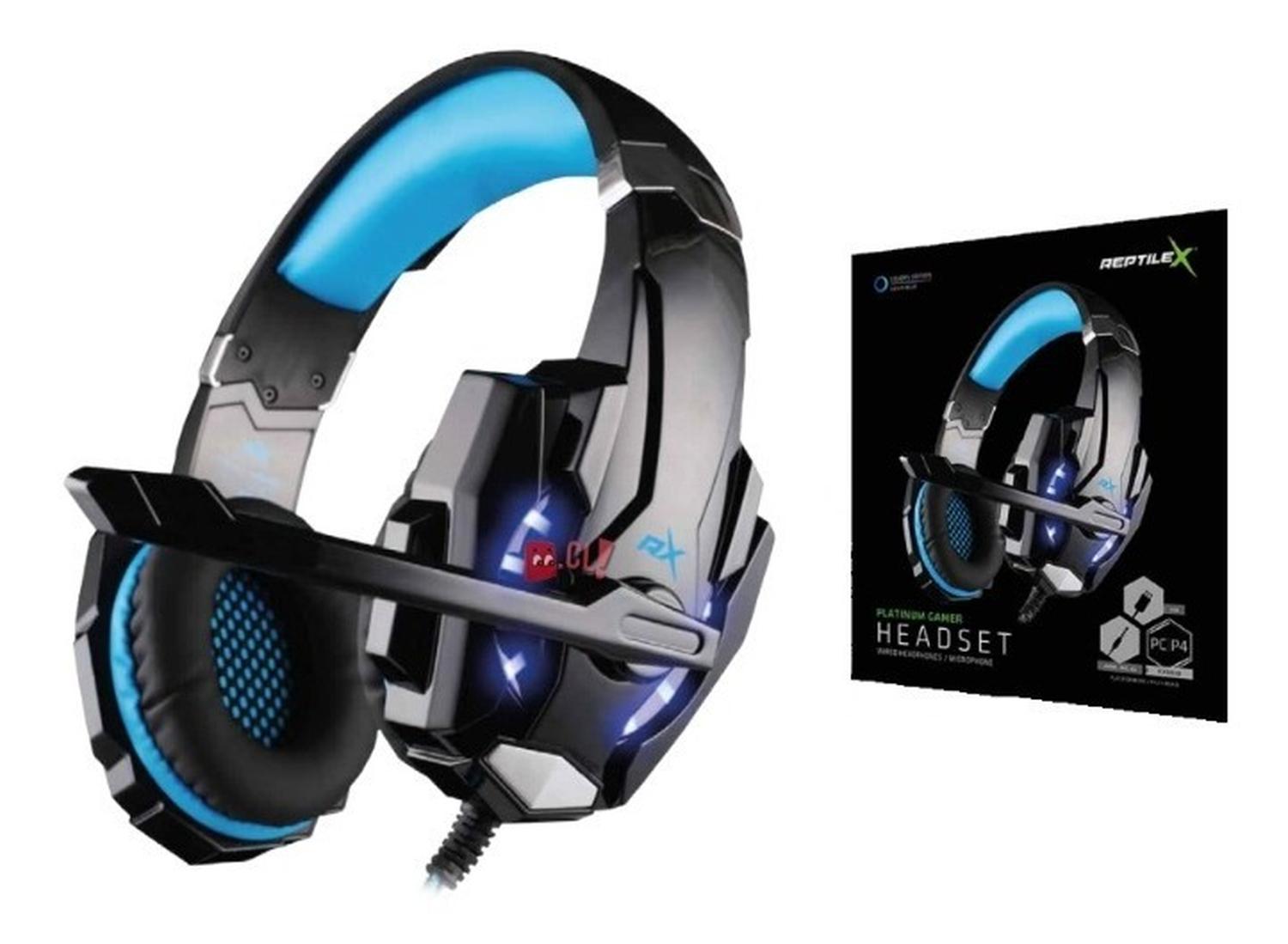 AUDÍFONOS GAMER REPTILEX PLATINUM USB LED PS AZUL CONECTOR JACK 3.5MM - 2