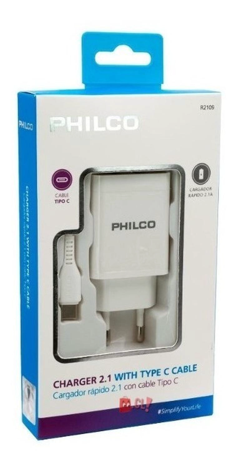 CARGADOR DOBLE USB CARGA RÁPIDA + CABLE TIPO C BLANCO - PS - 4
