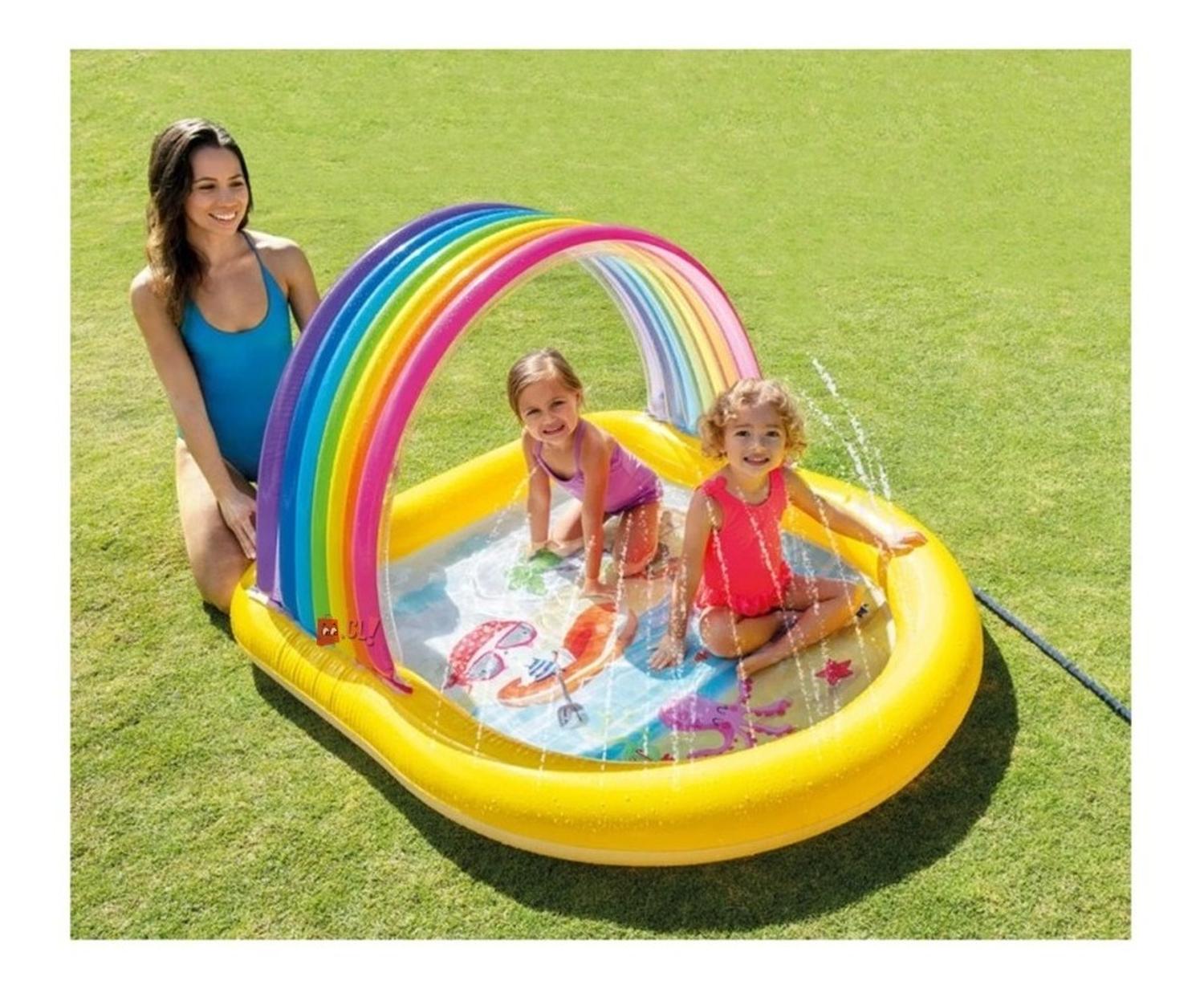 PISCINA INTEX ARCOIRIS INFLABLE CON CHORRITOS 86X130 CM - 2
