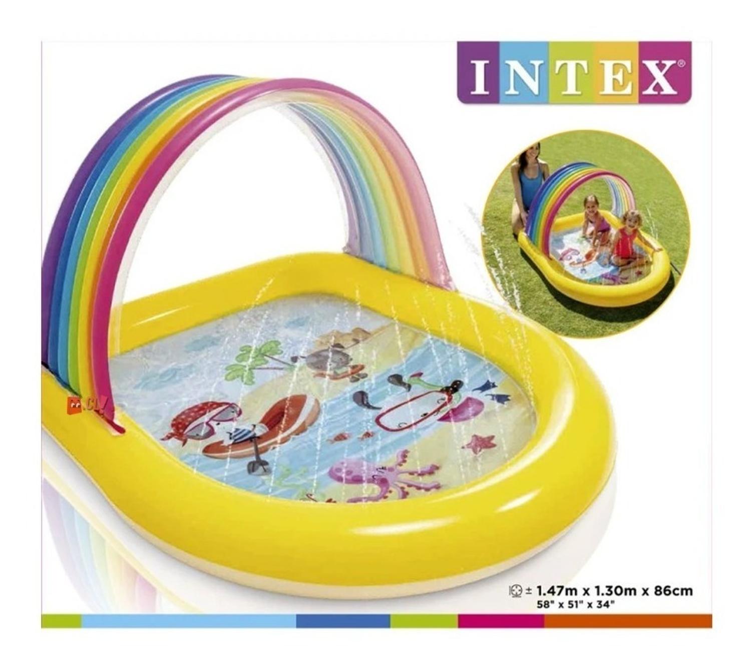 PISCINA INTEX ARCOIRIS INFLABLE CON CHORRITOS 86X130 CM - 3