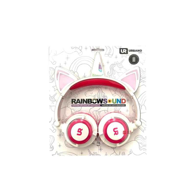 AUDÍFONOS URBANO RAINBOWS SOUND LED UNICORNIO INFANTIL PS MORADO - 3