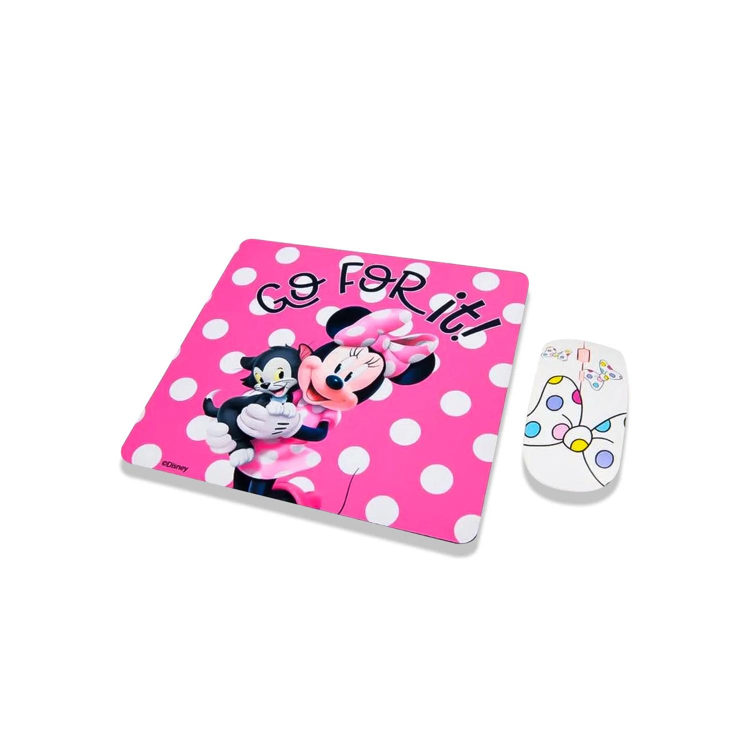 MOUSE INALÁMBRICO DISNEY KIT + PAD DISEÑO MINNIE ROSA PS - 1