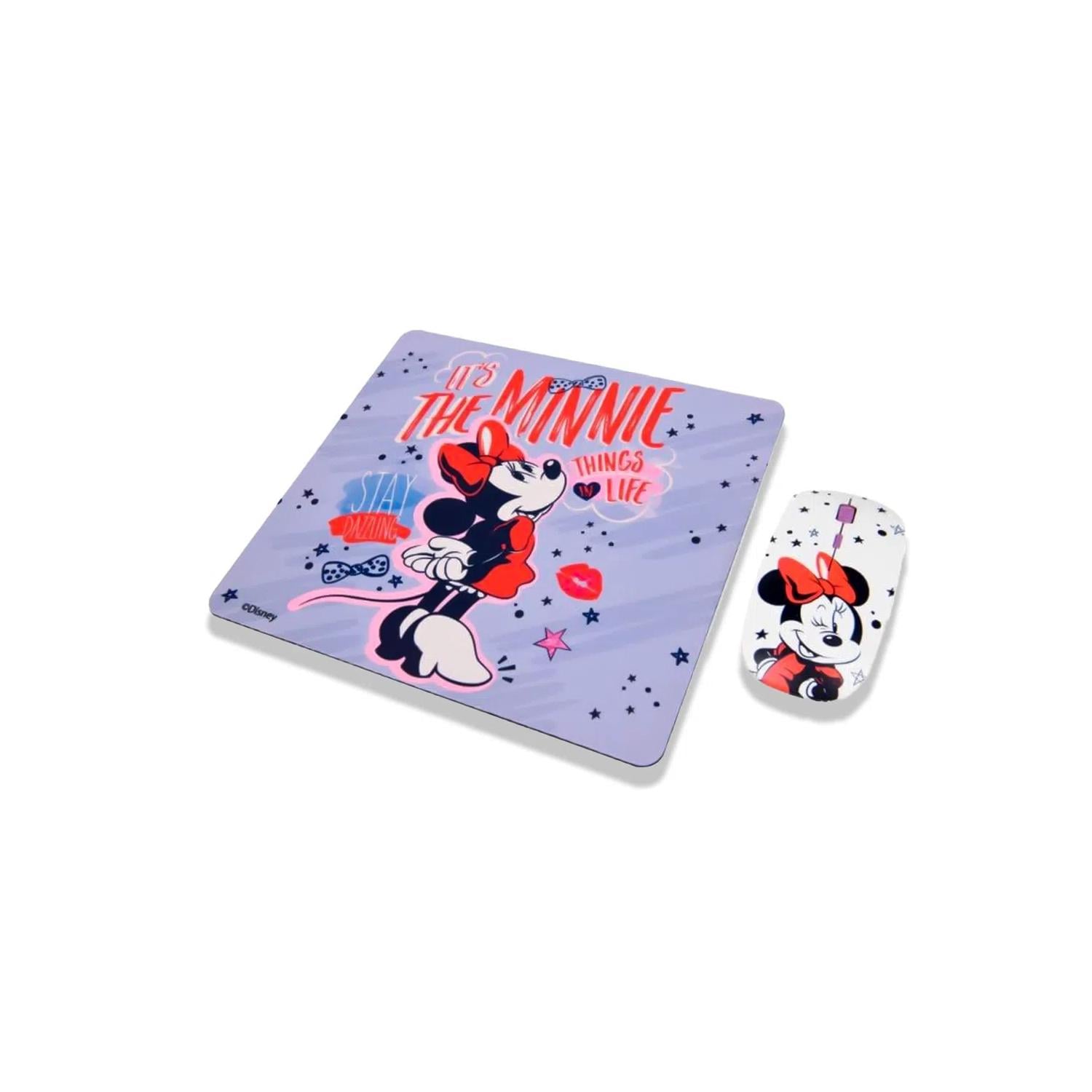 MOUSE INALÁMBRICO DISNEY KIT + PAD DISEÑO MINNIE PS - 1
