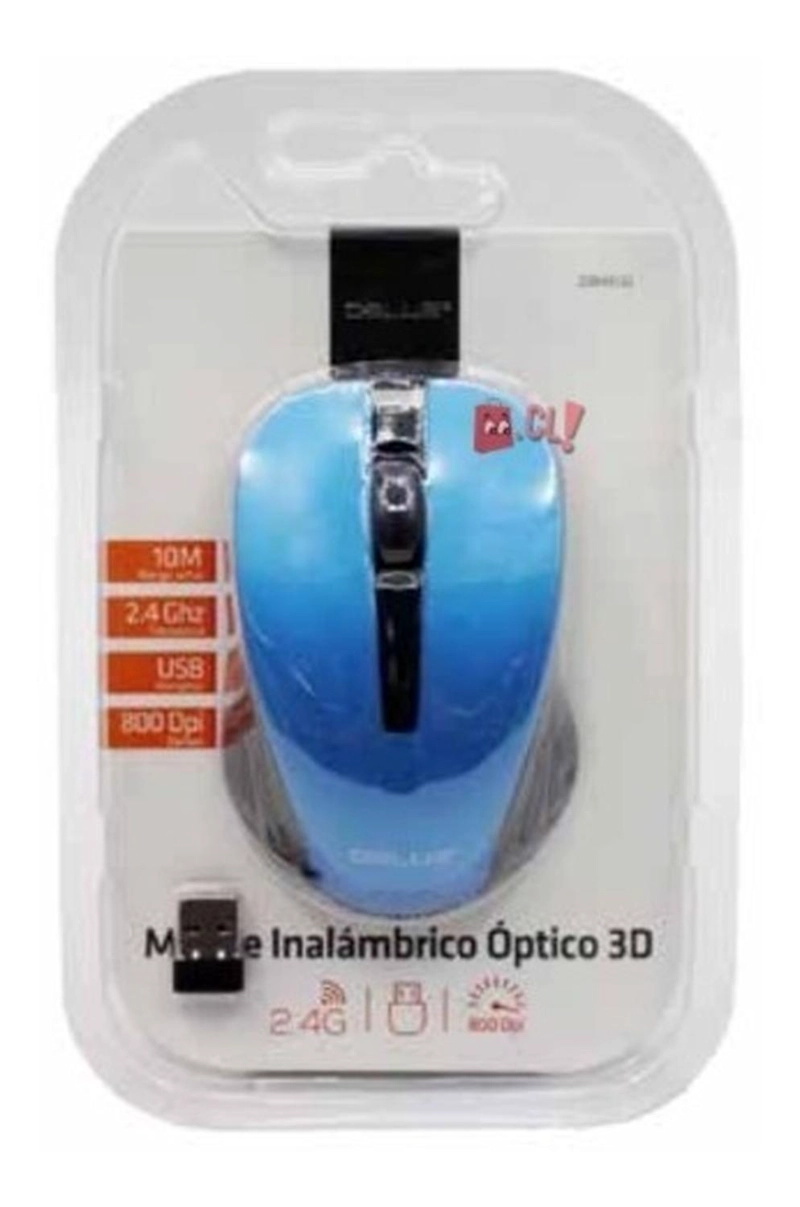 MOUSE INALAMBRICO OPTICO CON RECEPTOR MICRO USB AZUL - PS - 4