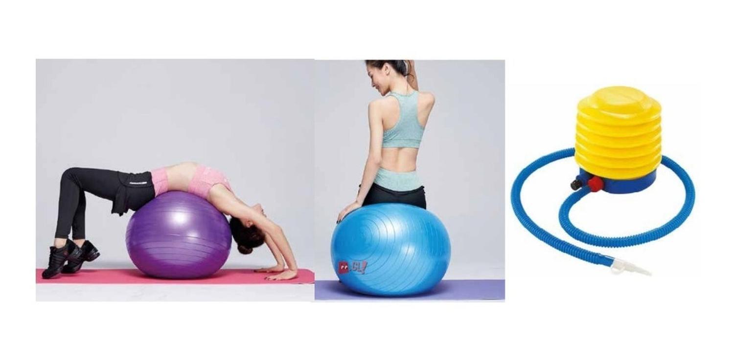 PELOTA BALÓN YOGA O PILATES PUNTOSTORE CON INFLADOR AZUL PS - 2