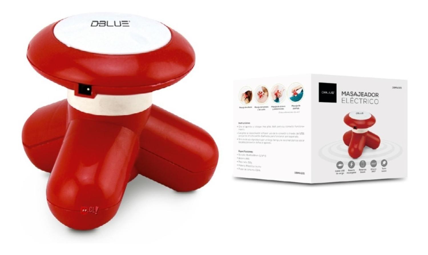 MASAJEADOR DBLUE PORTÁTIL A PILAS O CONEXIÓN USB ROJO PS - 3