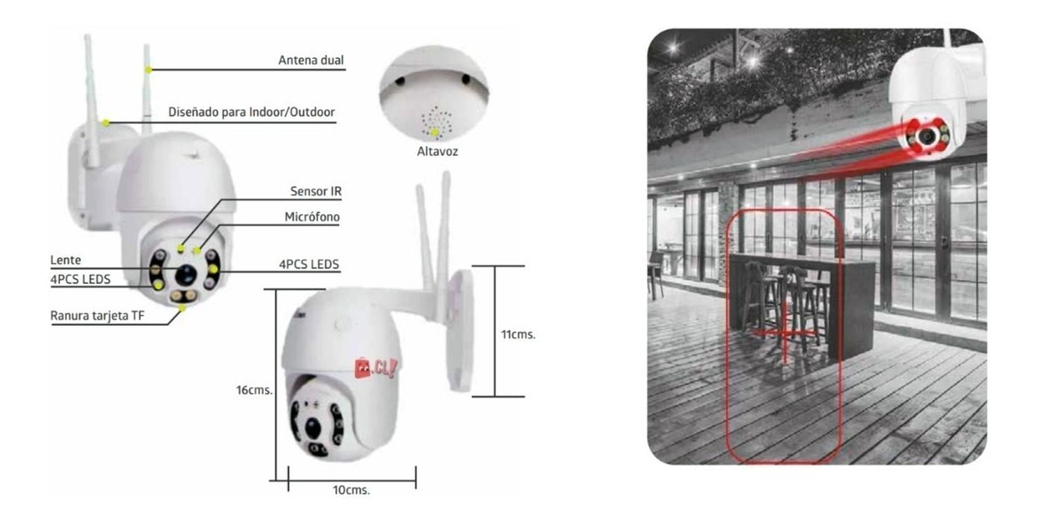 CÁMARA TECNOLAB IP PTZ SEGURIDAD FULL HD WIFI EXTERIOR PS - 2